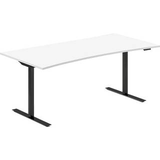 Hæve-sænkebord DNA, Hvid 1800x800mm Bue 2-ben/Sort
