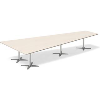 Konferencebord DNA, Birk 4400x2175 mm trapezformet, Alugrå understel