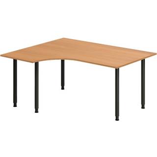Office skrivebord venstrevendt 160x120cm bøg med sort stel