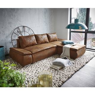 Ecksofa Abilene 260x175 cm Braun Ottomane variabel mit Schlaffunktion