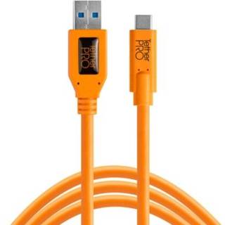 Tether Tools TetherPro USB data cable for USB 3.0 to USB-C - 4.6 meters length, straight connector orange