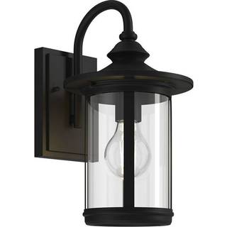 Lindby udendørs væglampe Zayn, sort, glas, højde 33 cm, IP23