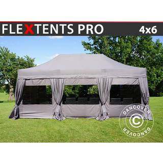 Foldetelt FleXtents Easy up pavillon PRO 4x6m Latte, inkl. 8 sider & pyntegardiner