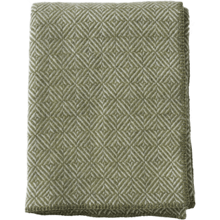 Klippan Yllefabrik Diamonds Plaid 130x180 Cm - Plaider & Tæpper Lammeuld Grøn - 2191-03
