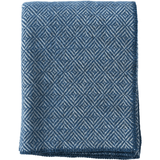 Klippan Yllefabrik Diamonds Plaid 130x180 Cm - Plaider & Tæpper Lammeuld Sea Blue - 2191-04