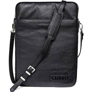 CURRO Real Leather Messenger Bag 14-15&#39;&#39; - Black
