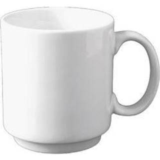 Classic porcelæn krus med hank stabelbar 34 cl hvid