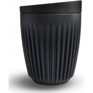 Take away-krus / kaffekop med låg HuskeeCup &amp; Lid 8oz Charcoal, genanvendt kaffeskal, sort, 23.5 cl / 235 ml