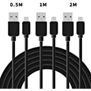 NÖRDIC kabel kit 3 pak 0,5m + 1m + 2m En USB 2.0 Micro B 480Mbps 2,4a sort Anfroid mobil og tablet