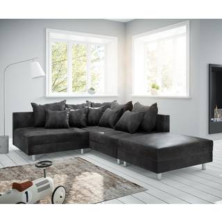 Ecksofa Clovis Anthrazit Antik Optik Modular Hocker Ottomane Rechts