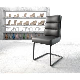 Freischwinger Pela-Flex Echt-Leder Schwarz Freischwinger rund Schwarz Taschenfederkern - Schwarz, Schwarz
