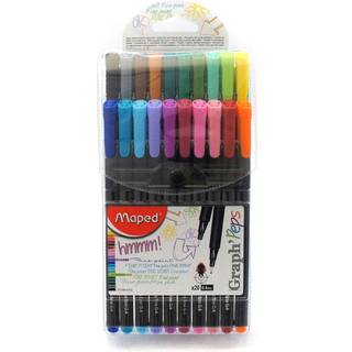 Maped - Graph'peps Fine Tiped 0,4 mm Fine Line Triangular Felt Pens - 20 Pack - Levende farver