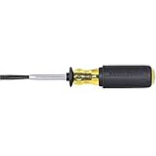 Klein Tools 6024K 1/4-tommers fladskruetrækker med skrueholder, delt blad, polstret greb til start og driv i snævre rum