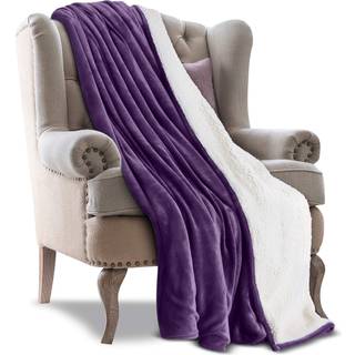 Utopia Bedding Sherpa t?ppe kastst?rrelse [Plum 50x60 inches] - 480 gsm tyk varm plys fleece reversibelt t?ppe til sengesofa sofa camping og rejs