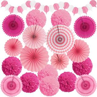 Recosis Party Decorations Pink Papar fans pompoms Garland til kvindelige piger M?dre Day Bachelorette Bryllup f?dselsdag Baby Brusere Valentinsda