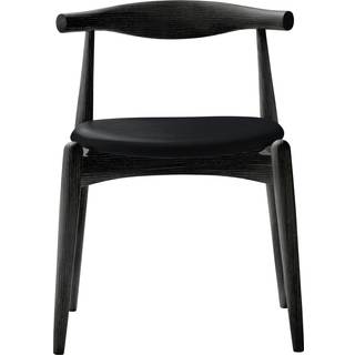 Carl Hansen - CH20, Svartlackad Ek, Lädergrupp A Loke - 7150 - Spisebordsstole - Hans J. Wegner - Sort - Træ