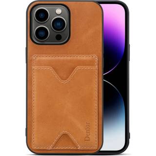 iPhone 14 Pro Bagside Cover m. Kortholder & Ståfunktion - Brun