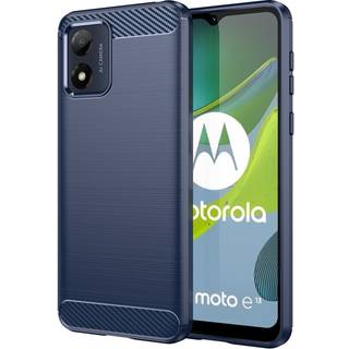 SKALO Motorola Moto E13 4G Armor Carbon Stødsikker TPU-cover - Blå