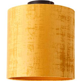 Loftslampe mat sort fløjlsskærm guld 25 cm - Combi