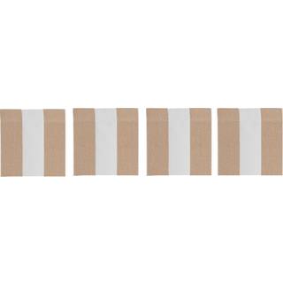 Diyti Wide Stripe Glasbrikker 10x10 Cm 4-pak - Dækkeservietter & Coasters Polyester Beige - 12-BEIC-WS-BEI/WHI