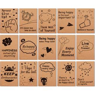 Feela 15 Pack A6 Kraft Notebooks 15 Designs Cute Mini Pocket Notebooks og tidsskrifter Foret Motivation Small Journal Notebook Notepad Bulk til s