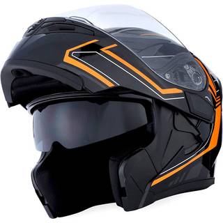 1storm Motorcykel Modulär full ansikte hjälm Flip Up Dual Visor Sun Shield: HB89 Arrow Orange