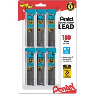 Pentel Super Hi-Polymer genopfyldning 0,7 mm medium HB 180 stykker bly (C27BPHB6)