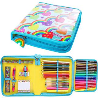 Girlzone Rainbow Jumbo Arts and Crafts Filled Stationery Pencil Case til piger Fantastisk gave til piger