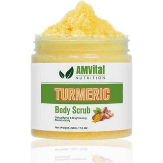 Amvital gurkemeje kropsskrub - håndlavet naturlig krat til kropsansigt og fod og fod - naturlig hudplejekryd til kvinder - egnet til alle hudtype