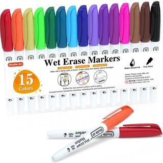 Shuttle Art Wet Erase Markers 15 farver 1 mm Fin tip Smudge-fri mark?rer Brug p? laminerede kalendere Overhead Projectors Planl?gning af tavler T