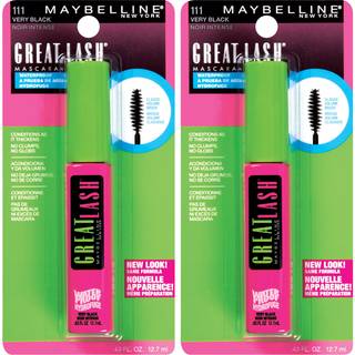 Maybelline Great Lash Vandt?t mascara Volumiserende forl?ngelse og piskende formel for tykkere vipper Meget sort 2 t?lling