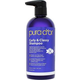 PURA D'OR Curly & Classy Shampoo (16 oz) med arganolie ricinusolie geraniumolie og bergamot - Nrende og fugtgivende formel til lkre krller