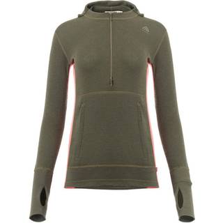 Aclima Women's WarmWool Hoodsweater with Zip Olive Night/Spiced Coral, Olive Night / Spiced Coral, M