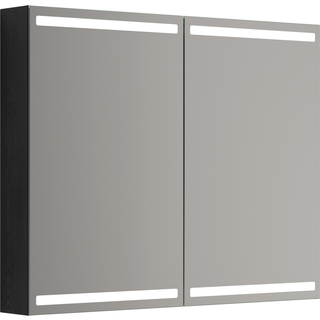 Scanbad Luna Level Spejlskab 80x100 cm m/2 låger - sort eg