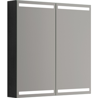 Scanbad Luna Level Spejlskab 80x80 cm m/2 låger - sort eg