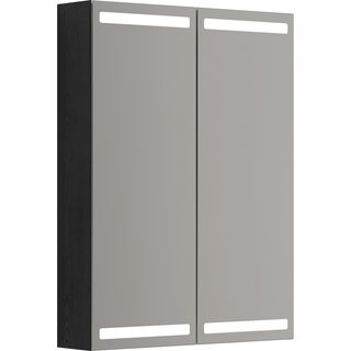 Scanbad Luna Level Spejlskab 80x60 cm m/2 låger - sort eg