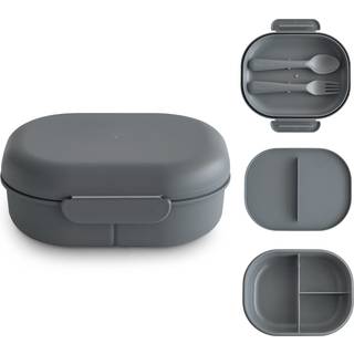 Mushie Kids Bento frokostboks | 3-rum & aftagelig skillelinje + gaffel & ske-redskaber | Fantastisk til m?ltider skolesnacks p? farten | Opvaskem