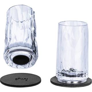 Magnetiske shotglas i plast Silwy Magnetic Plastic Glass Shot, transparent, 4 cl, 2-pak + magnetiske glasunderlag