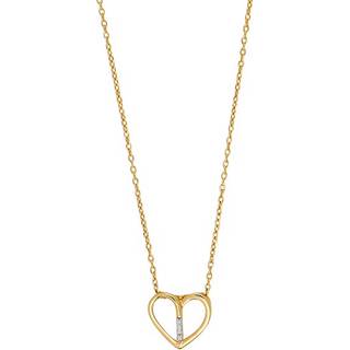 Siersbøl - 14kt. guld hjerte med diamant i alt 0,010 ct.