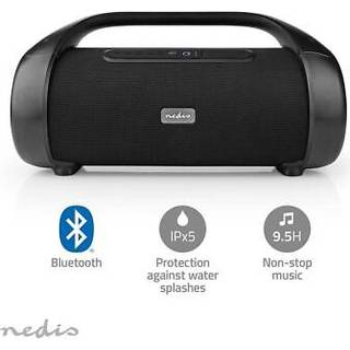 Nedis - Bluetooth® Party Boombox | 9.5 timer | 2.1 | 120 W | Medieafspilning: AUX | IPX5 | Kan parres | Bærehåndtag | Fest lys | Sort - SPBB340BK