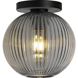 Loftslampe med røgfarvet glas, enkeltlys, rund