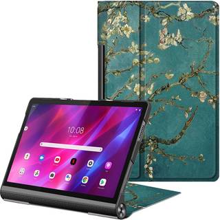 Lenovo Yoga Tab 11 Læder Cover med Ståfunktion - Hvide Blomster