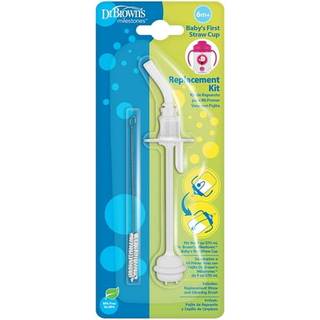 Dr. Browns baby's f?rste halmkopstr?udskiftningss?t med et str? og en reng?ringsb?rste BPA gratis