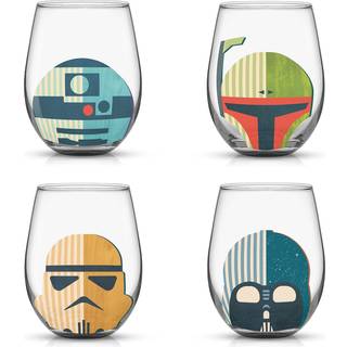 JoyJolt Star Wars hjelm nuancer tumblere stammeløse briller. Sæt af 4 19oz stammeløst drikke glas Star Wars køkkenbriller. Star Wars -gaver og St
