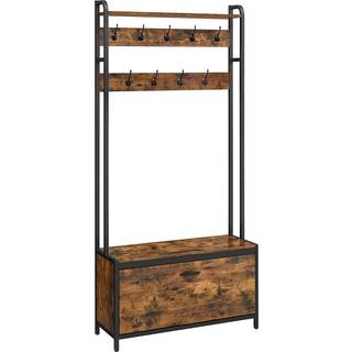 Vasagle HSR405B01 Coat Stand med skodabinet, frakkeholder med bænk, tøjstativ, skoskab, 9 kroge, øverste hylde, til gangen, soveværelse, industriel de