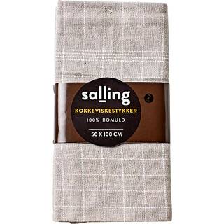 Salling kokkeviskestykke 2-pak - grå med hvid tern (På lager i varehus)