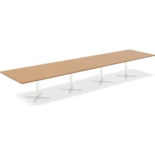 Konferencebord DNA, Bøg 5000x1200 mm rektangulært, Hvid understel