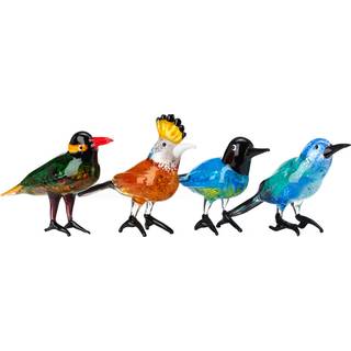 POLSPOTTEN Decorative Objects - 'Paradise Birds', set of four in multicolor Glass
