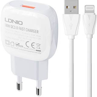 oplader - LDNIO A1307Q 18W + Lightning kabel