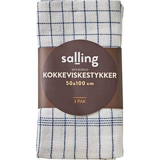 Salling kokkeviskestykke 3-pak - hvid med blå tern